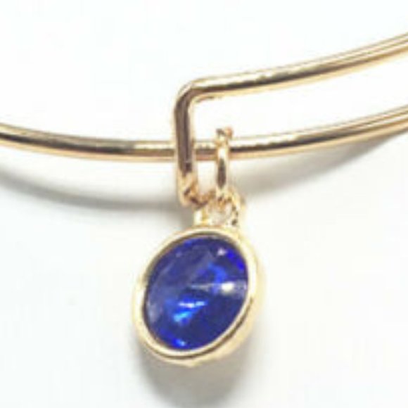 Wire Bangle Bracelet with Blue Charm - Picture 2 of 2